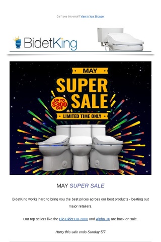 [ENDING SOON] May Super Sale  | Bio Bidet, Alpha Bidet and More