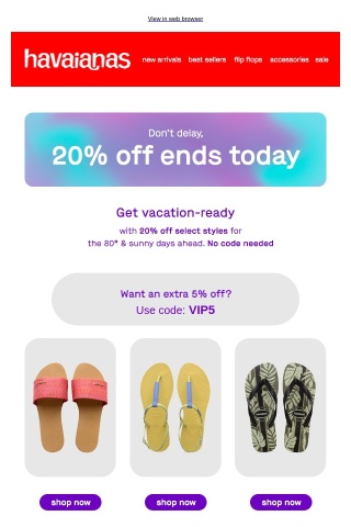 Don’t delay, 20% off + extra 5% Off ends today!