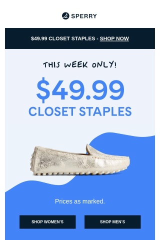 Styles for $49.99 ends today!