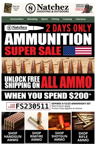 2 Days Only - Ammunition Super Sale with Free Shipping on ALL Ammo