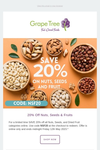 20% Off Nuts, Seeds, & Fruits 🥜