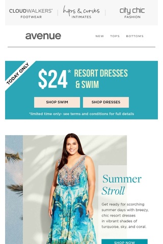 Today Only! $24* Resort Dresses & Swim
