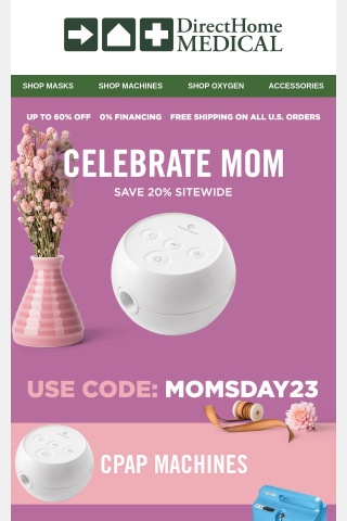Save 20% Sitewide for Mom + Free Shipping