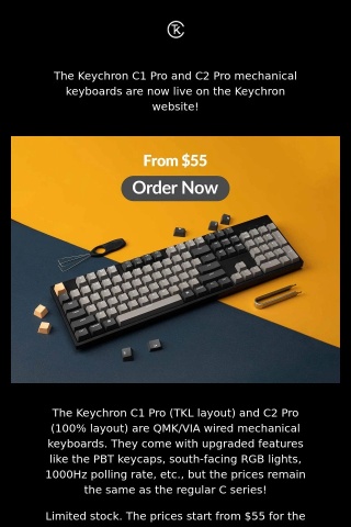 The Keychron C Pro Series QMK Wired Mechanical Keyboard Are Live Now!