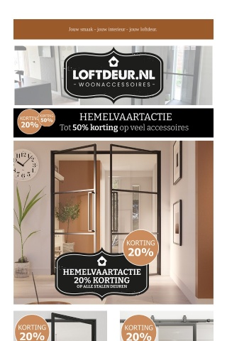 Hemelvaartactie Loftdeur.nl | tot 50% korting