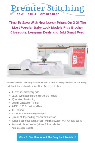 Prices Slashed On 2 Best Baby Lock Models Plus More Deals!