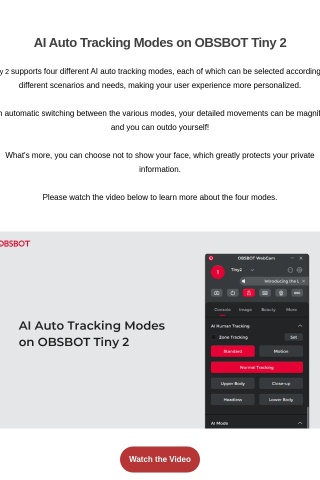 Introducing the AI Auto Tracking Modes on OBSBOT Tiny 2!
