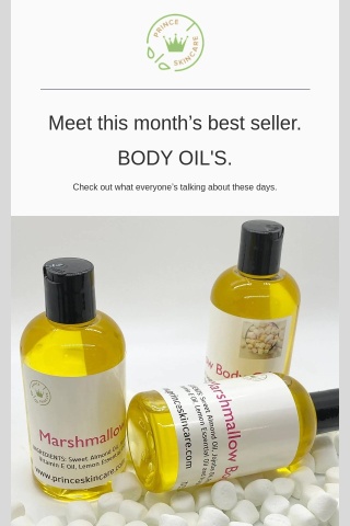 HERE'S THIS MONTH'S BEST SELLING BODY OIL'S!