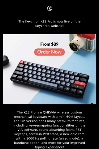 The Keychron K12 Pro QMK Wireless Mechanical Keyboard Is Live Now!