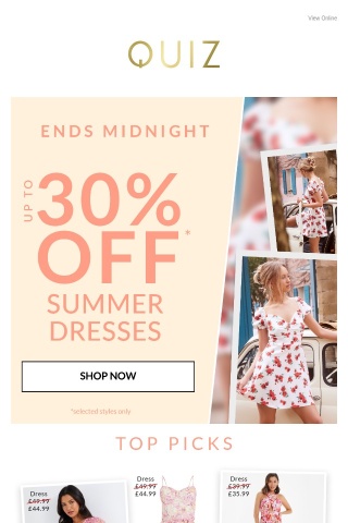 Up to 30% off summer dresses 👗