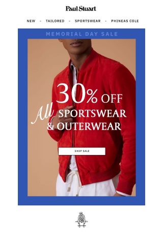 Memorial Day Sale Just Got Better: Enjoy 30% Off ALL Sportswear and Outerwear!