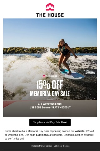 Don't Miss Out on our Memorial Day Sale - Limited Quantities Available!