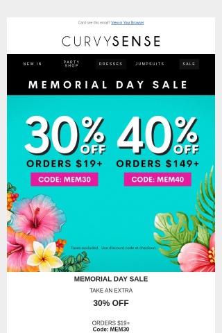 Memorial Day Sale, Take Up To 40% Off 🌴
