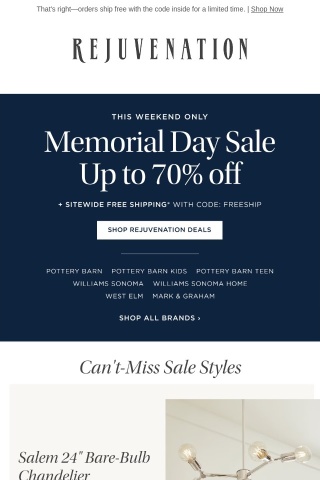 Memorial Day Savings: FREE shipping + up to 70% off