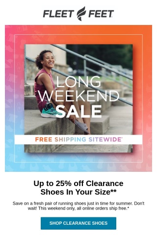 Long weekend sale—up to 25% off shoes in your size