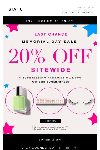 Don't Miss Out on 20% Off This Memorial Day!