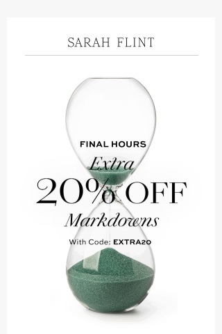 Final hours ⏰ Extra 20% off ends soon.