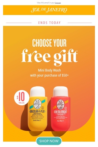 Last chance for a complimentary mini body wash!