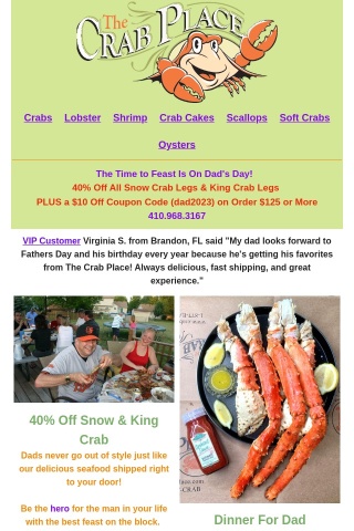 Ready For Dads Day? - 40% OFF King & Snow Crab PLUS Bonus Coupon Inside!