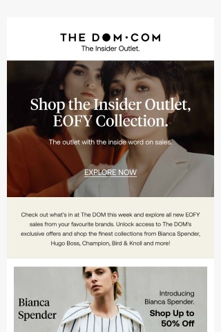 Shop the Insider Outlet, EOFY Collection.