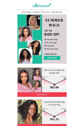 Summer wig arrival,$100 OFF now🥰