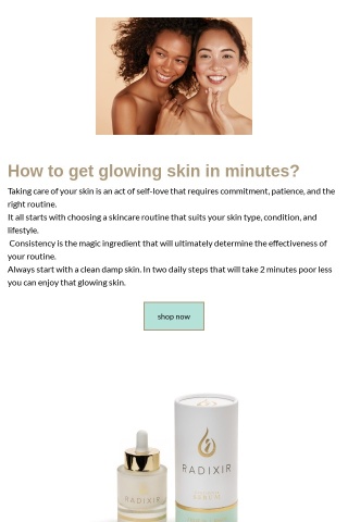 Glowing skin in minutes