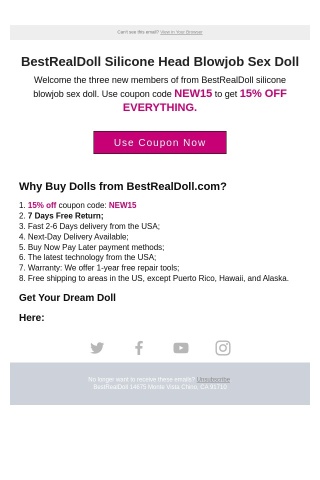 Re: 15% Off All - BestRealDoll Silicone Head Blowjob Dolls