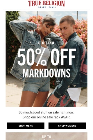 EXTRA 50% OFF RIGHT NOW
