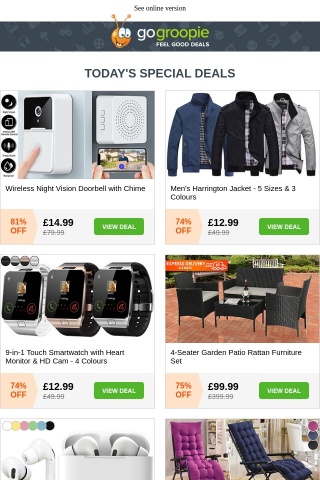 ONLY £14.99 Wireless Video Doorbell! | Harrington Jacket £12.99 | Mystery Electronics £9.99 | Apple iMac £99 | Casual Summer Blazer £12.99 | 3L Air Fryer £29.99 & More!