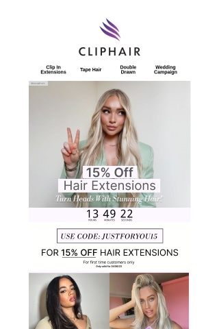⚡Flash Sale Alert: Save 15% Off Hair Extensions!