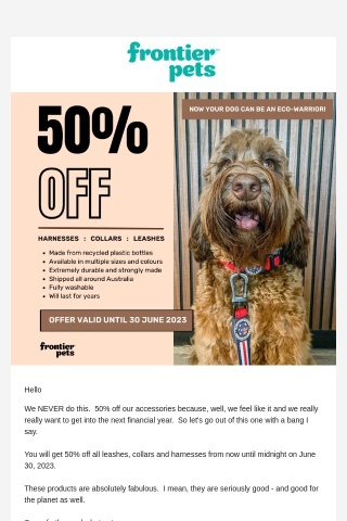 50% OFF Harnesses, Leashes and Collars🐶