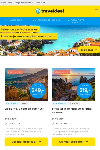 Boek nu een onvergetelijke zonvakantie! 🌞 5*-hotel Algarve + vlucht €319 | Sicilië €359 | Ibiza €379 & meer top aanbiedingen!