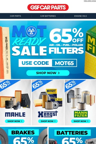 Fit Some New Filters For You MOT & Save 65% Off!