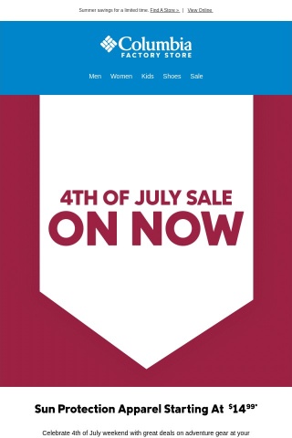 Factory Stores: 4th of July deals on NOW!
