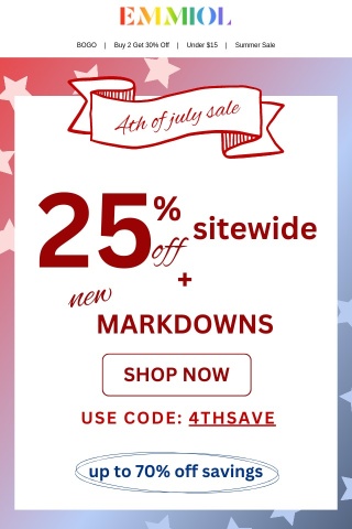 July 4th Summer Sale💥up to 70% off markdowns + 25% off sitewide