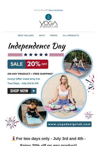 🎆 Independence Day Special Sale! 🎉 Enjoy a 20% Discount on All Yoga Products 🧘‍♀️