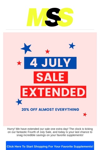Last Chance to Save Big! Extended 4th of July Sale - Don't Miss Out!