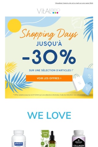 🛍️ Shopping Days : des réductions allant jusqu'à 30% ! 🛍️