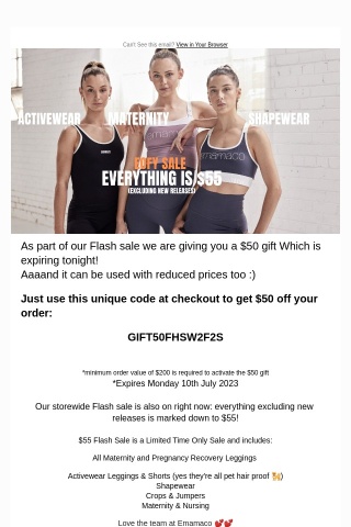 Your $50 Store Gift Expires Tonight