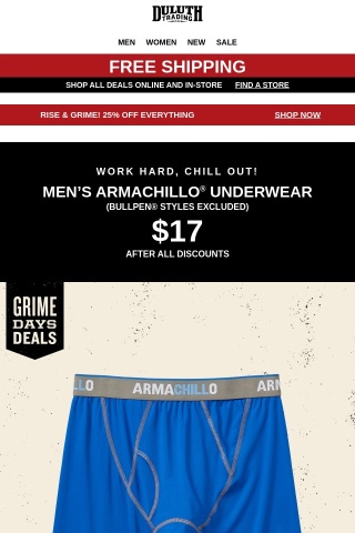 $17 Men’s Armachillo Underwear!