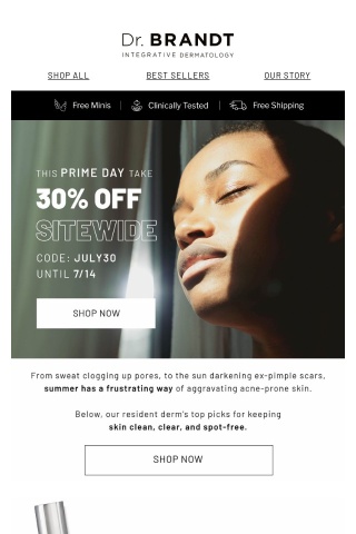 Keep breakouts at bay | 30% off sitewide