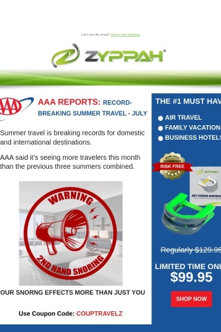 ☀️ Summer Savings Just in Time: AAA Record Summer Travel  🛫 - ZYPPAH Only $99.95