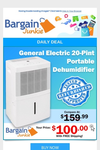⌛1-Day Deal: GE 20-Pint Dehumidifer - $100 Shipped!