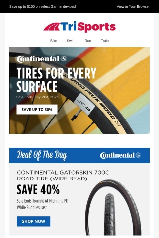 Last Day to Save up to 30% on Conti — Tires For Every Surface