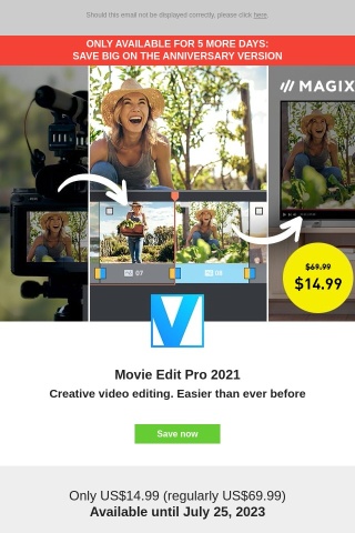 Only 5 days left! Creative video editing for only US$14.99