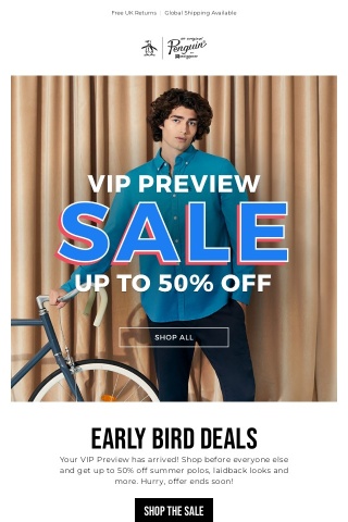 THE VIP PREVIEW SALE IS ON! 🐧