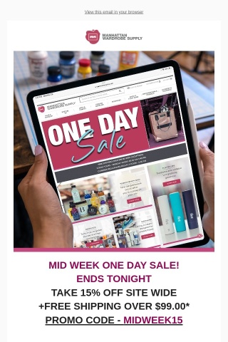 Wednesday One Day Sale Ends Tonight!