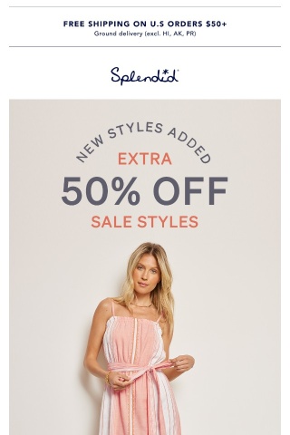 NEW STYLES ADDED: Extra 50% Off Sale Styles
