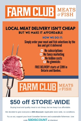 $50 off store wide - Local Meat & Fish