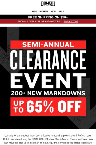 Semi-Annual Clearance Event Almost Over!